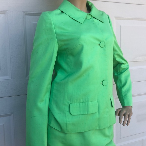 VINTAGE INES DE LA FRESSANGE GREEN PENCIL SUIT XS - Picture 3 of 8